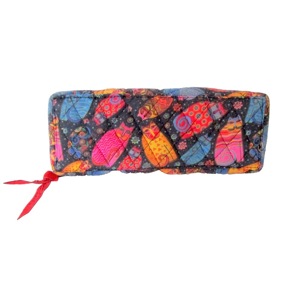Laurel Burch Multi Feline Cats Quilted Cotton 7 Day Zip Pill Organizer Bag Pouch